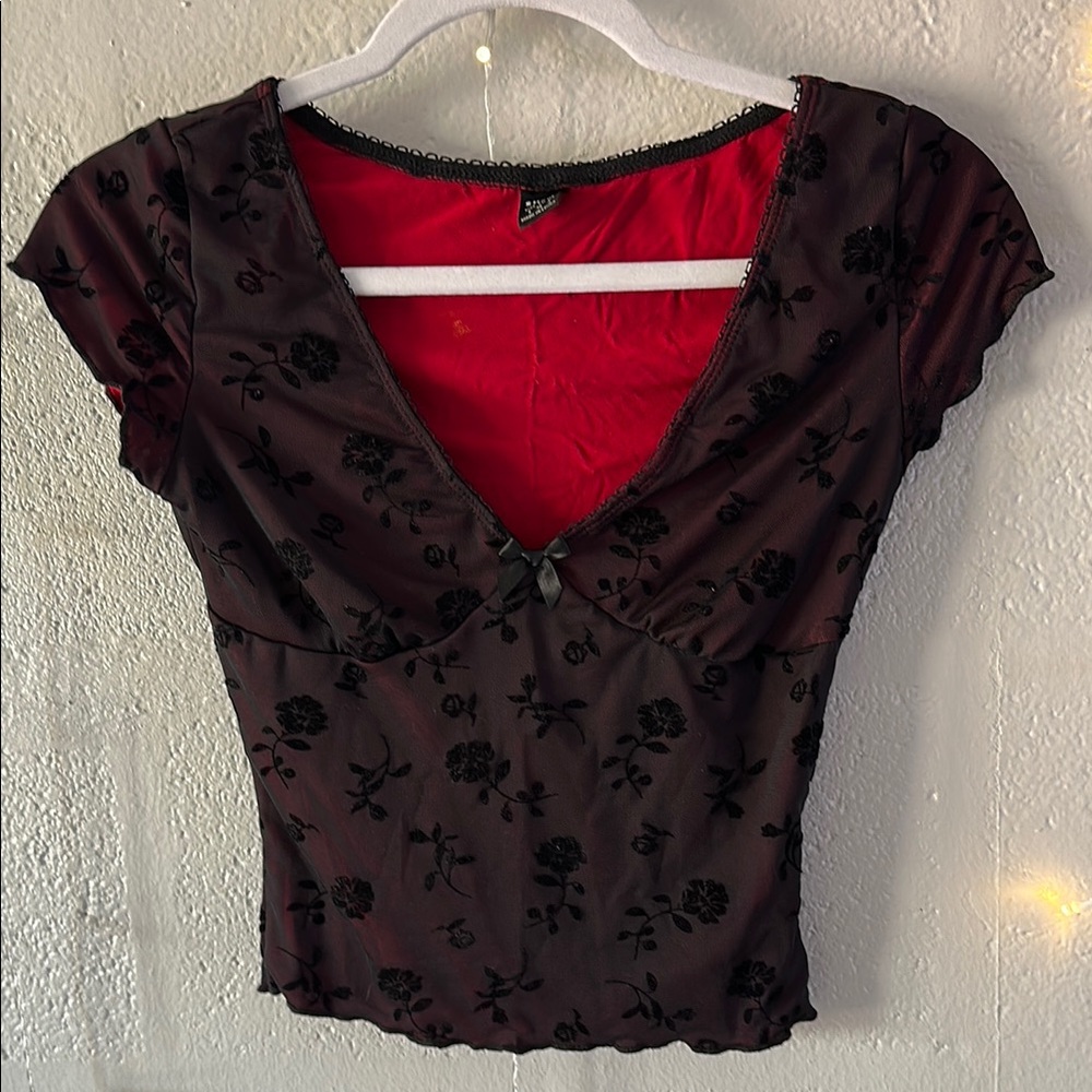 Black Floral Lace Top
